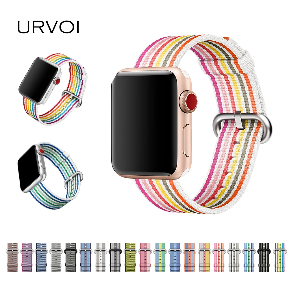 

URVOI band for apple watch series 5 4 3 2 1woven nylon fabric-like feel strap for iWatch pride edition classic buckle