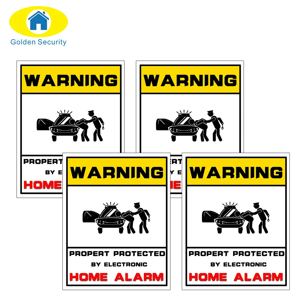 

Golden Security 4 PCS Protected HOME Security Alarm System Warning Security Warning Sticker Signs Monitored