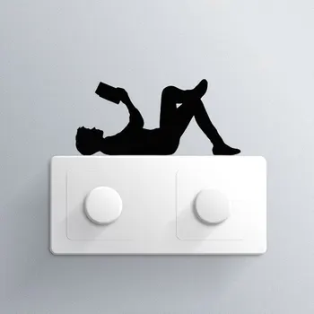 

Lying Reading Switch Socket Stickers Vinyl Reflective Decor Automotive Tuning Products Window Laptop Decals Stylish Wrap Decor