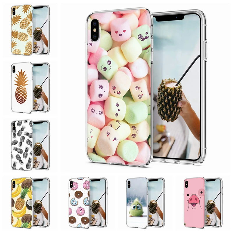 Soft Phone Case For iPhone X XS XR Covers TPU Colorful Flower Flora Pig Painted Fundas 7 8 plus Max M007 |