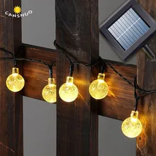 7 м 50led Солнечный СВЕТОДИОДНЫЙ светильник-гирлянда с cystal шар наружный декоративный Сказочный светильник ing для рождества праздника патио украшения сада