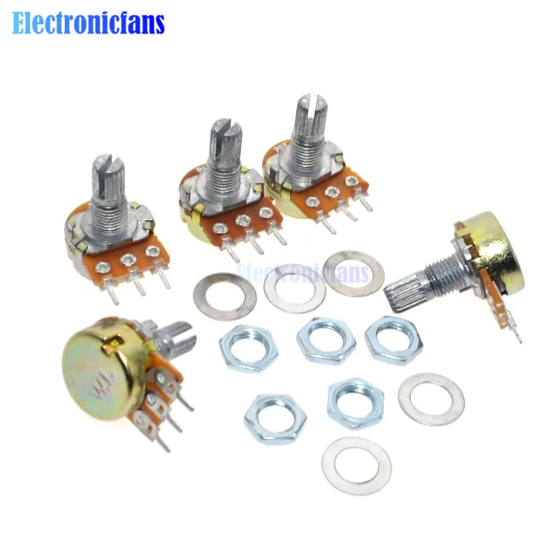 

10Pcs WH148 Linear Potentiometer B1K B20K B50K B100K B500K 15mm Shaft With Nuts Washers 3pin WH148 B10K 6PIN