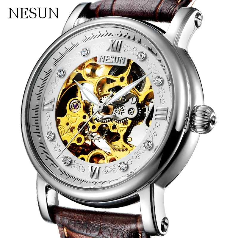

NESUN Men Luxury Top Brand Fashion Self-Wind Waterproof Hollow Automatic Mechanical Wristwatches Clock Male Relogio Masculino