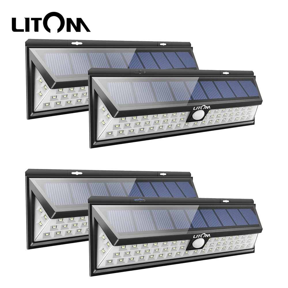

4Pack Litom Solar Lamp Waterproof Solar Night Light 54LED 800lm Motion Sensor Garden Light Porch Path Street Fence Garden Stairs