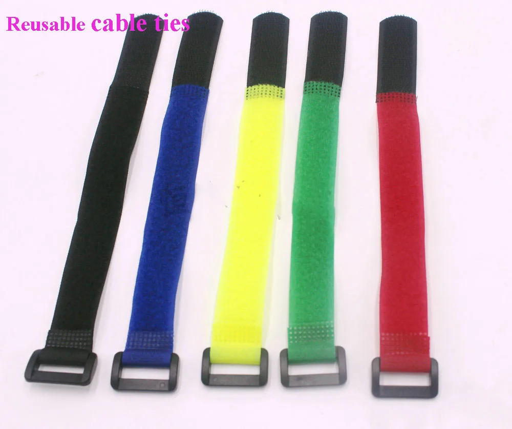 10pcs Wholesale ties 25*400mm cable tape Reusable Cable Ties back to back cable tie loop hook