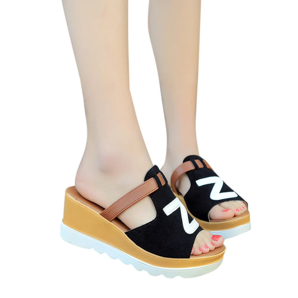 

Shoes Women Fashion Solid Slippers Wedges Peep Toe Flatform Shoes Ladies Sandals Women Shoes Zapatos De Mujer Chaussures Femme