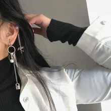 Серьги-подвески с асимметричной длинной цепочкой и геометрическим орнаментом, серьги-подвески с металлической кисточкой, модные ювелирные изделия, изысканные серьги