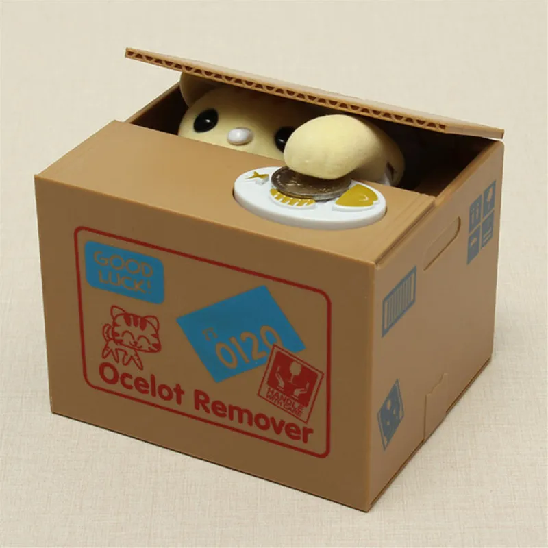 Electric Cute Cartoon Automated Lovely Cat Panda Stealing Bank Saving Box Coin Bank Gift for Children Kids Toy