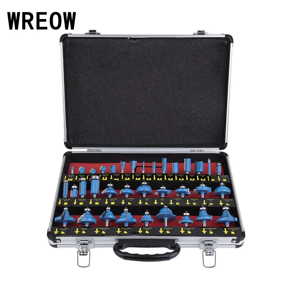

35pcs/Set 1/4 Inch Shank Router Bit CNC Engraving Machine Tool End Mill Woodworking Milling Cutter Tool Tackle F5
