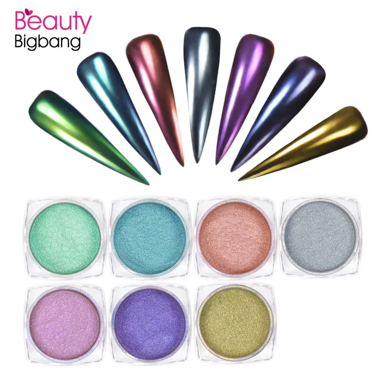 BeautyBigBang 1 коробка 1 г зеркальные Блестки для ногтей Пудра хромированный пигмент для маникюра украшения ногтей Блеск для ногтей