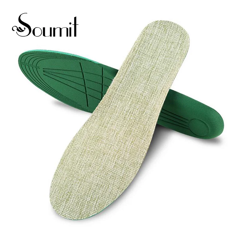 Hand-Woven Bamboo Charcoal Linen Insoles Breathable Anti-Bacterial Insole Supply