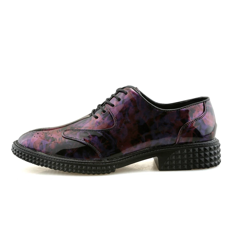 designer italian leather formal shoes men mixed colors footwear ballroom camouflage patent leather brogue oxford shoes for men (8)