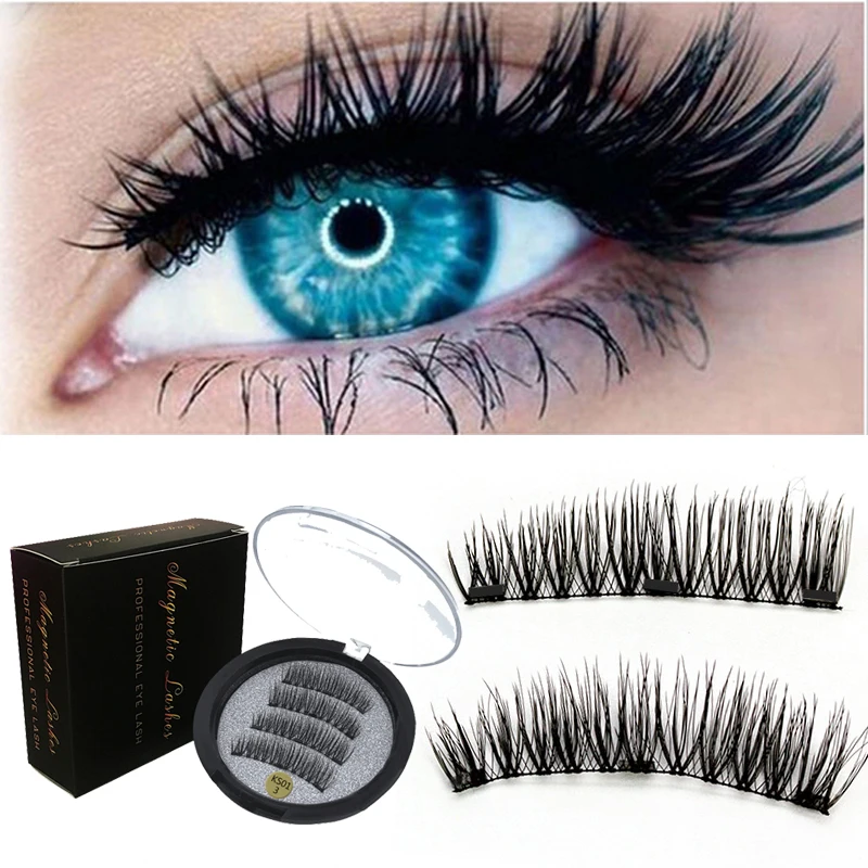 

JIEFUXIN Magnetic eyelashes with 3 magnets handmade 3D magnet lashes natural false eyelashes comfortable with gift box JIFX-88
