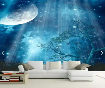 

3d wallpaper custom mural non-woven 3d room wallpaper Night sky backdrop beautiful trees painting photo 3d wall murals wallpaper