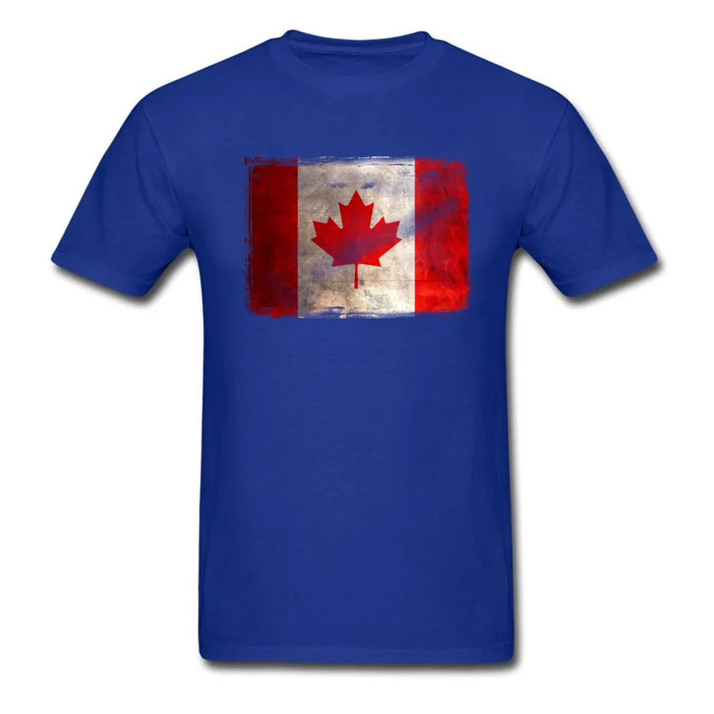 Distressed vintage Canada Flag Short Sleeve Tops Shirt Round Neck 100% Cotton Male T-Shirt Customized Sweatshirts Graphic Distressed vintage Canada Flag blue