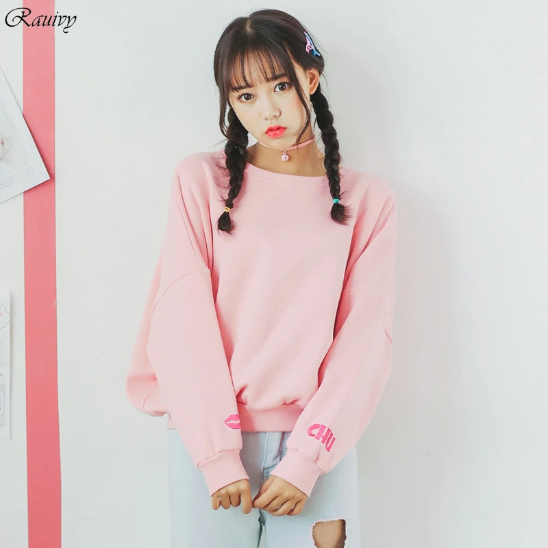 spring hoodies women autumn cute new 2018 pink hoodie korean harajuku