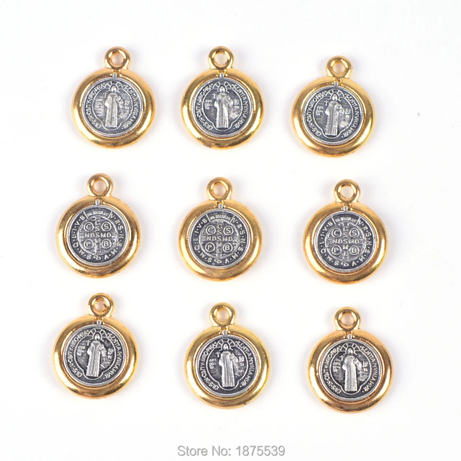 

Fashion Small Saint Benedict Pendant Gold Color Outside