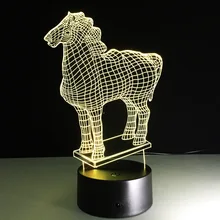 Забавный лошадь 3D животное светодиодный светильник Модель ночники 7 цветов USB сенсор лампа для детей игрушечные лампы Рождественский праздник подарок на год