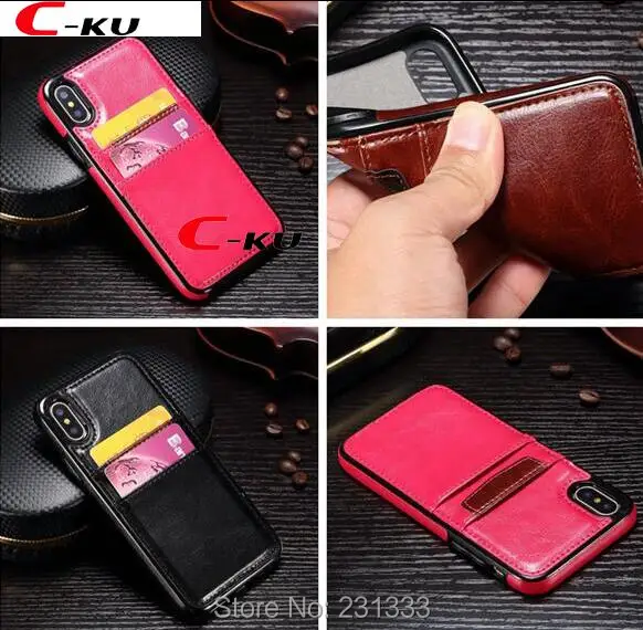 

C-ku Retro Soft TPU Leather Case For Iphone X XS MAX XR 8 7 PLUS 6 6S SE 5 5S ID Cards Slot Veneer Gluing Skin Cover Luxury 1pcs