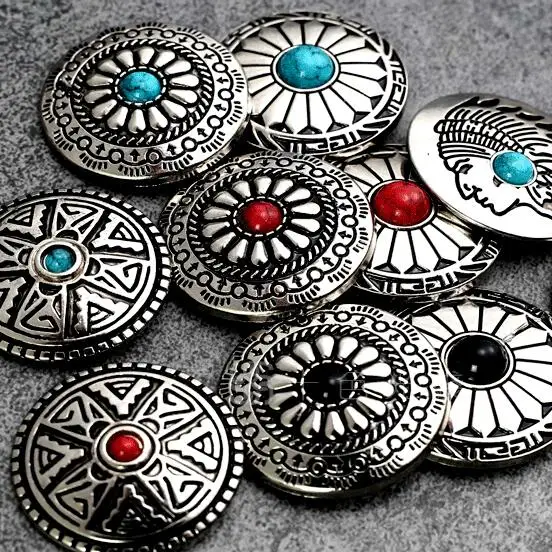 

30mm Diy handmade leather wallet button exquisite charm button oboists buckle turquoise buckle decoration buckle 2pcs