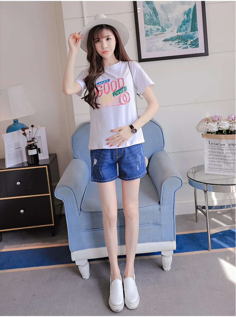 Jeans Maternity Shorts Summer Denim Shorts For Pregnant Women Gravidas Clothing Pregnant Clothes Elastic Abdominal Pants