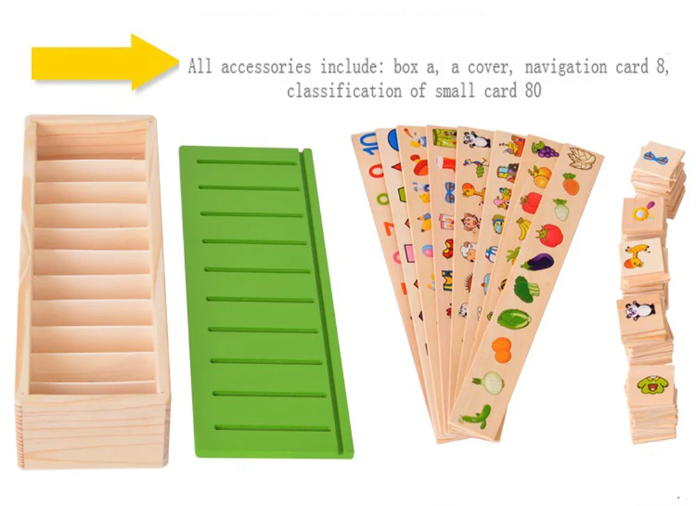 Монтессори Обучающий набор детские Ранние развивающие игрушки с ящиком для хранения деревянная классификация для 3+ детей