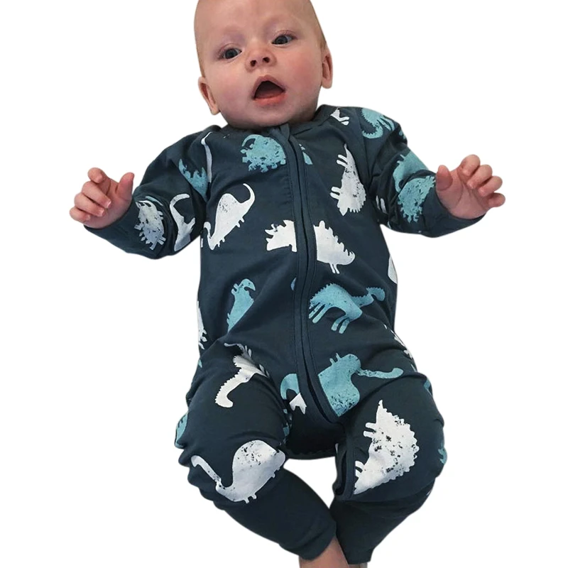 2017 Autumn Newborn Romper Infant Kids Animal Print Rompers Long Sleeve Baby Boys Outfits
