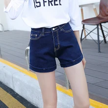 Летние женские джинсовые шорты Высокая талия стрейч большого размера короткие джинсы для женщин Pin Up Прямые новые горячие джинсовые брюки короткие размер плюс