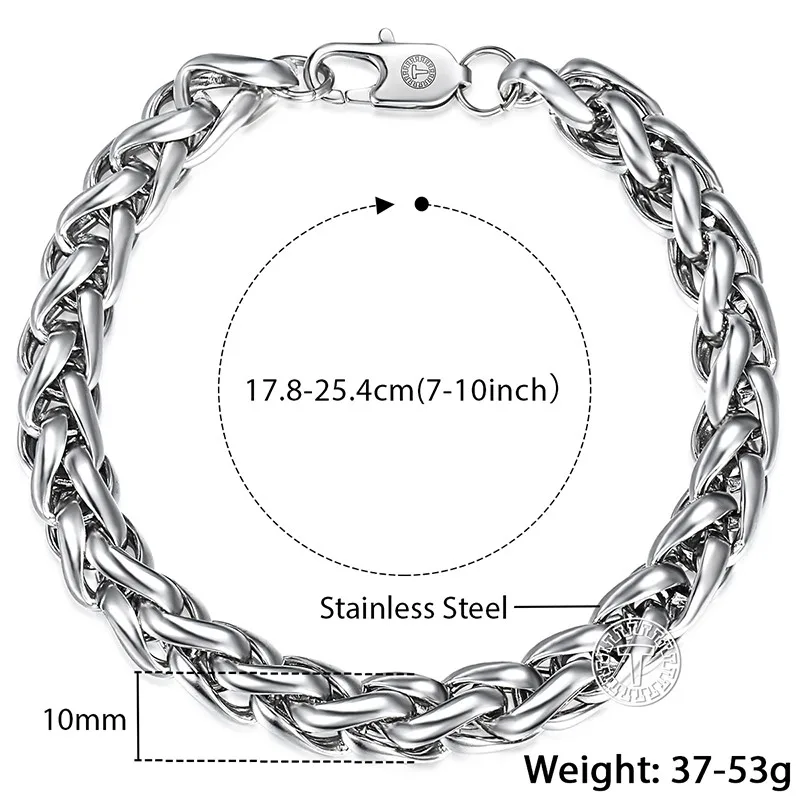 Davieslee браслет для мужчин цепочка плетеная Пшеница звено из нержавеющей стали серебряный тон 3-10 мм LKBM161