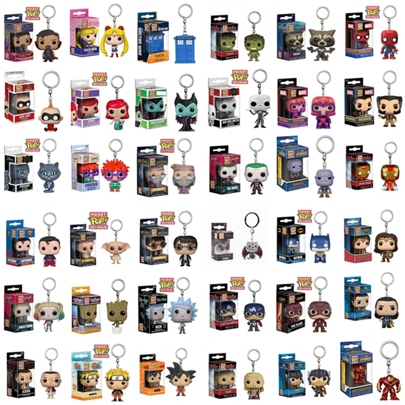 FUNKO POP 50 шт./лот Marvel Мстители Наруто чудо-женщина Стивен Кинг это Карманный Брелок Фигурки игрушки для магазина оптом