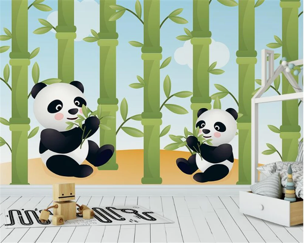 Beibehang High Quality Fashion Wallpaper Cute Cartoon Animals Panda Eat  Bamboo Children Room Backdrop Papel De Parede Wall Paper - Wallpapers -  AliExpress