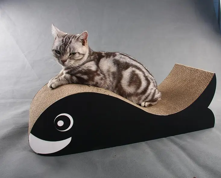 Когтеточка для кошек среднего размера в форме рыбы, кровать для жиров кошек, картонная бумага высокого качества, Когтеточка для кошек