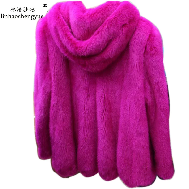 

Linhaoshengyue 2016 senior winter mink fur coat with hood