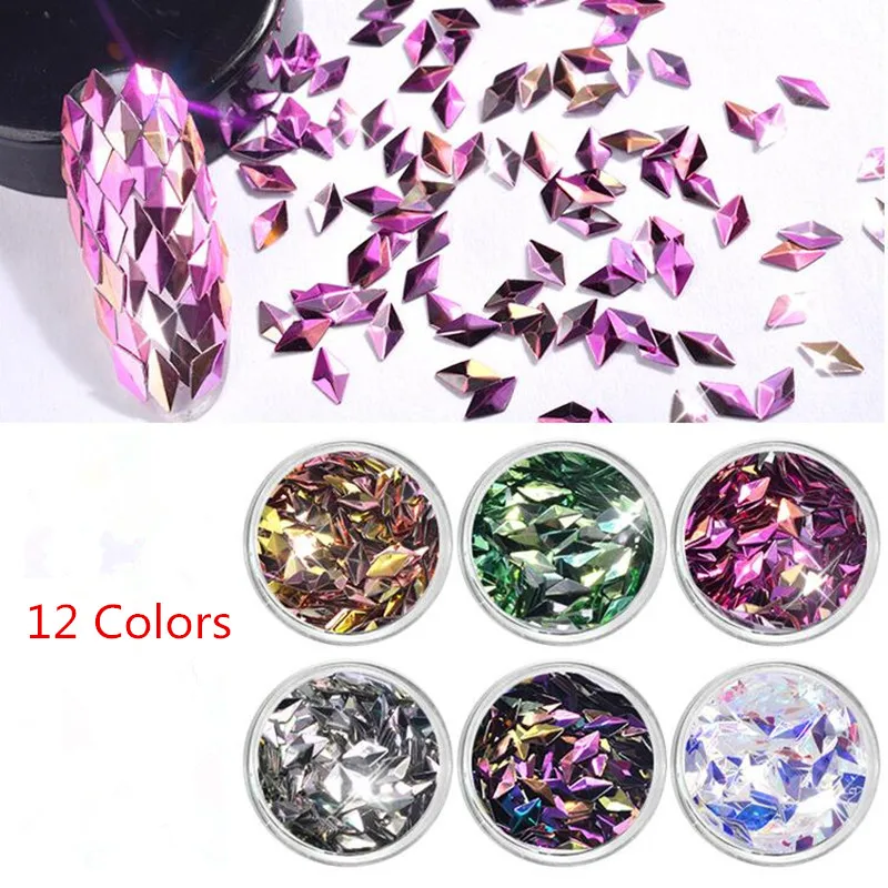 

New Chameleon Unicorn Holo Nail Glitter Sequins Paillette Nail Flakes Rhombus Triangle for DIY Manicure 3D Nail Art Decorations