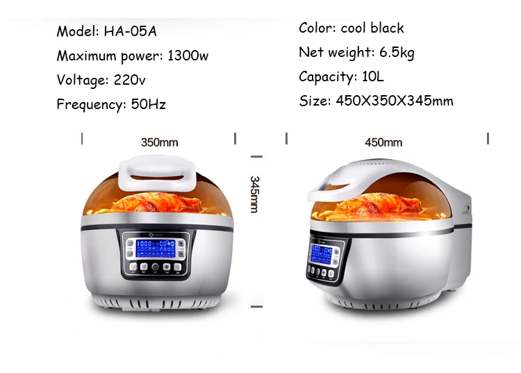 10 л Интеллектуальная электрическая сковорода многофункциональная домашняя духовка большая емкость фритюрница без масла жарочная машина кухонная посуда HA-05A