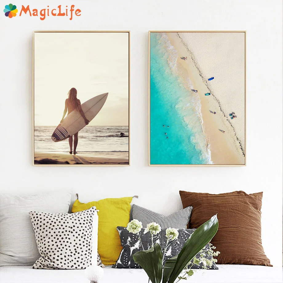 

Surf Board Beach Sexy Girl Quotes Modern Wall Art Canvas Painting Nordic Poster Wall Pictures Unframed