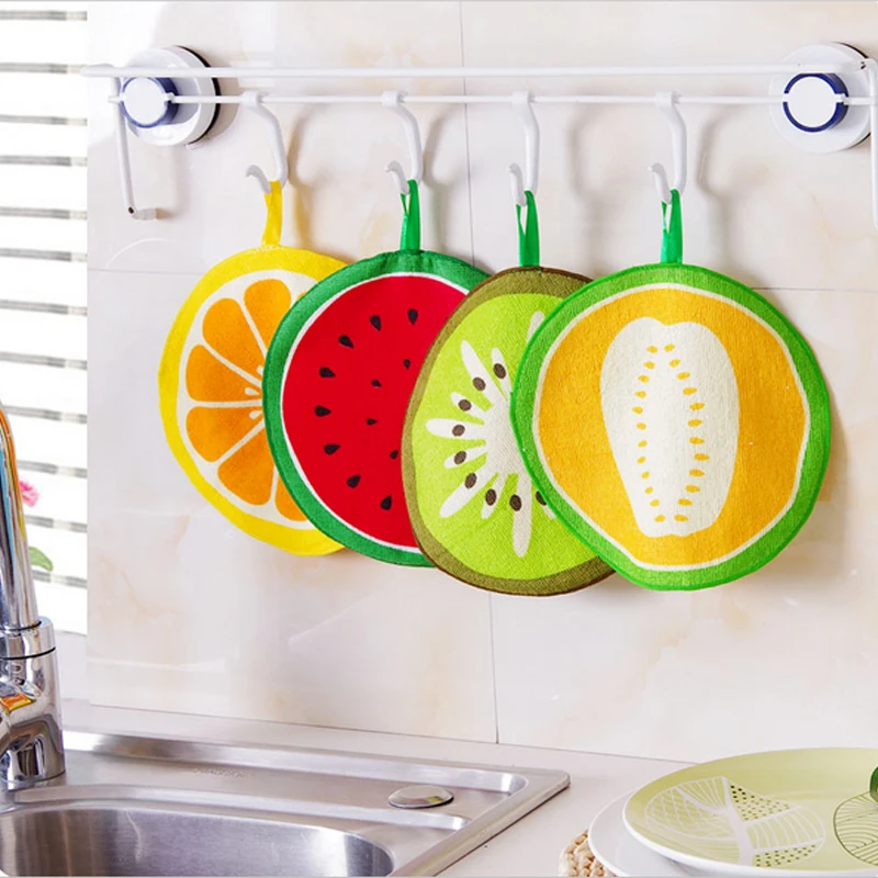 Hanging Fruit Pattern Cartoon Towel Kitchen Towel cloth With Water Absorbing Cloth Towel Handkerchief For Children fTRQ0310