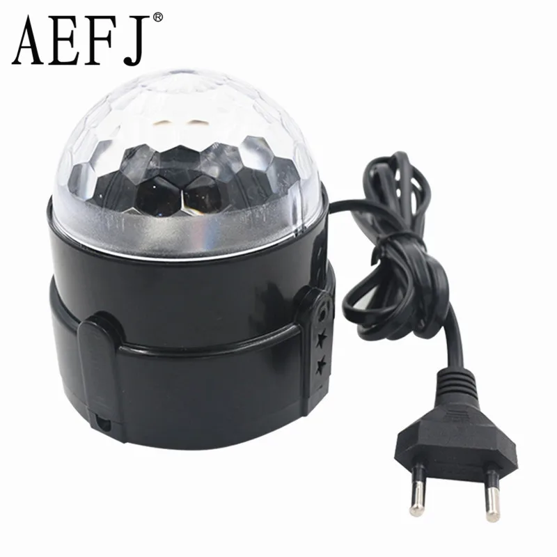 

3W Mini RGB LED Crystal Magic Ball Stage Lighting Effect Lamp Bulb Party Disco Club DJ Light Show EU/US Plug+Color BOX