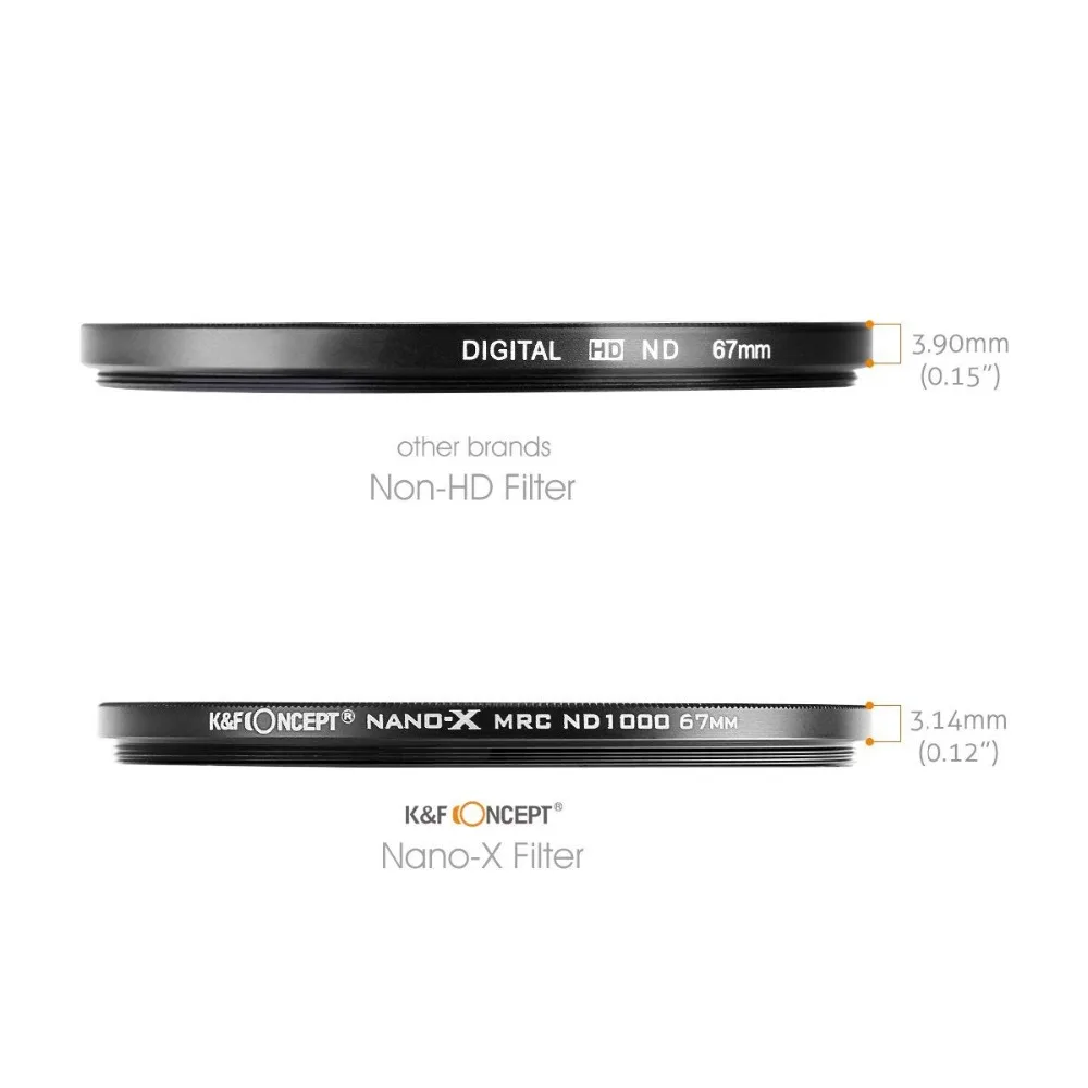 Фильтр для объектива камеры K & F MRC Slim ND1000 52/58/62/67/72/77/82 мм супер HD стекло фильтр