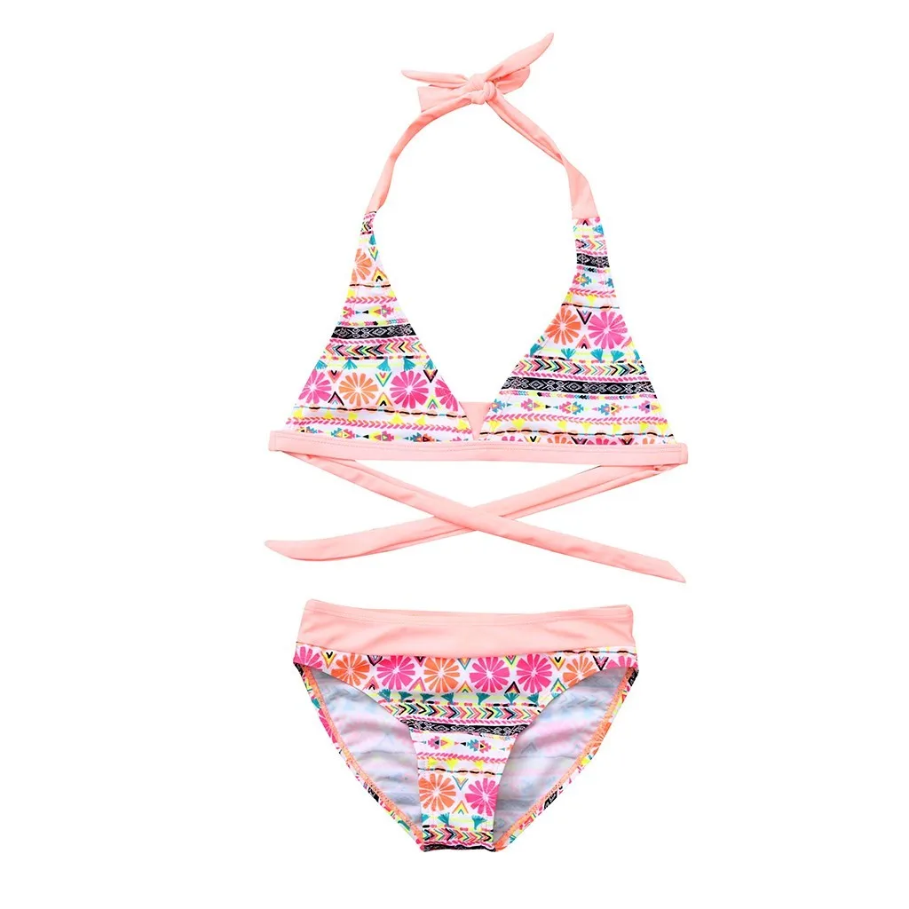 

MUQGEW 2019 Children baby girl swimwear Bikini Beach Flower Print Swimsuit+Shorts Swimwear Set Outfit moda praia biquini