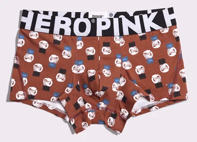 Ярко-розовые мужские хлопковые трусы-боксеры с мешочком, повседневные, с милым рисунком, мягкие, с широким поясом, мужские брюки удобного размера плюс 802 - Цвет: Coffee