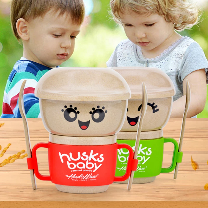 Natural Kids Dinnerware Set Toddler Boy Girl Dinner Bowl+Dish Plate