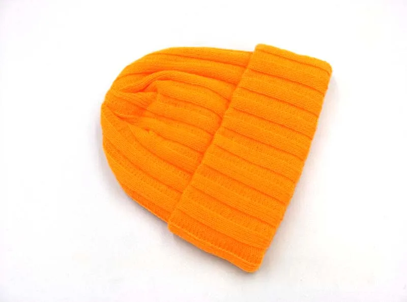 Корейская милая детская вязаная шапка в полоску ярких цветов, брендовые Акриловые шапки с помпоном для мальчиков и девочек, детская шапка с дизайном «арбуз» - Цвет: Оранжевый