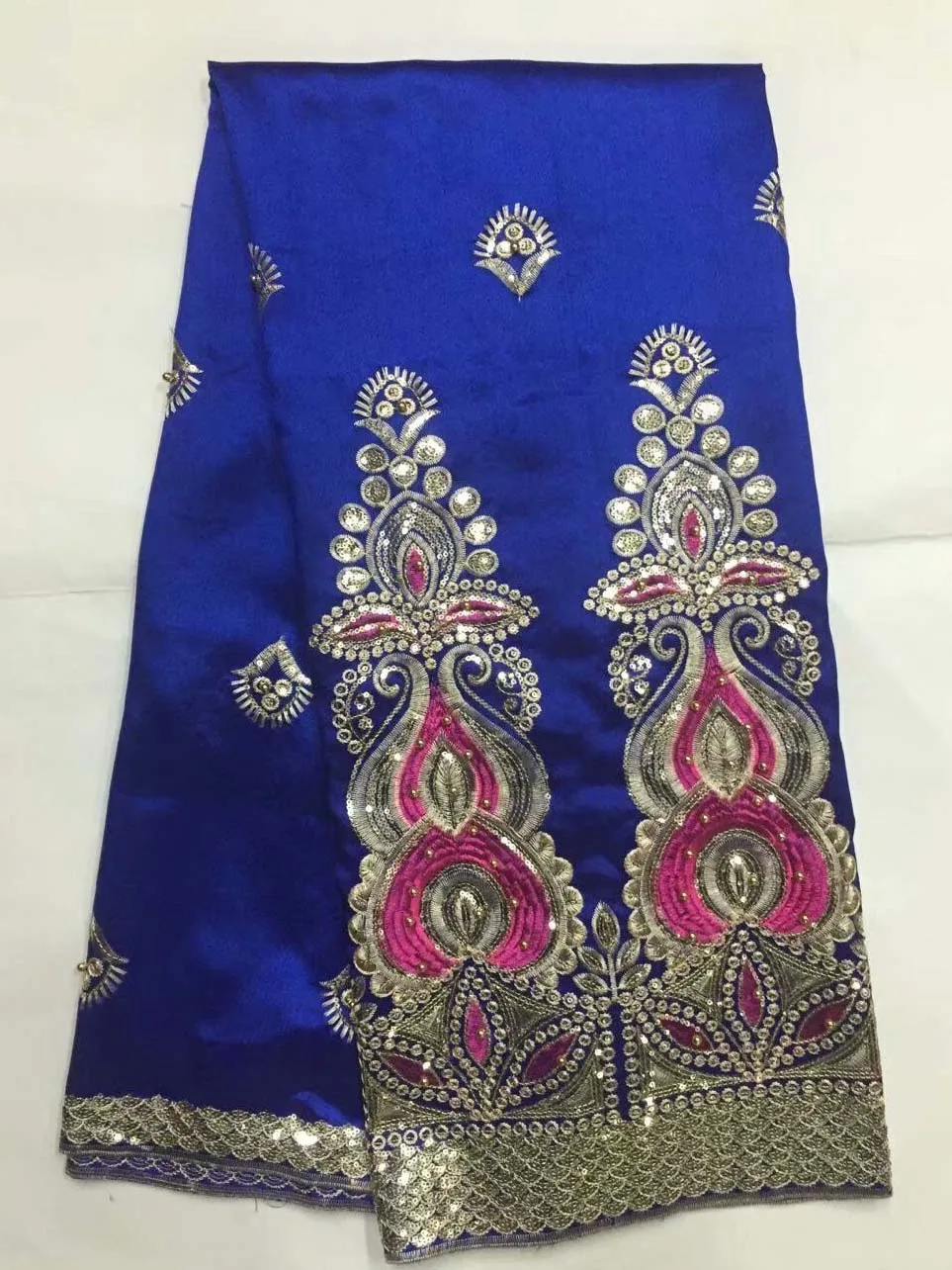 

Royal Blue Indian George Fabrics 2018 High Quality African George Fabric With bead Handcut Sequins George Lace