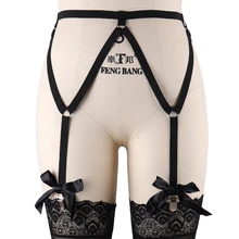 Женский сексуальный Высокий ремень-упряжь клетка подвязка пояс Черный эластичный нательный бандаж подвесной ремешок для чулок Harajuku панк белье