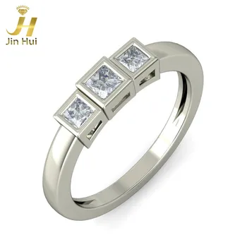 

Jinhui Unisex The Trida Ring Solid 18K White 750 Gold 0.346CT Natural Diamond Jewelry Free Engraving