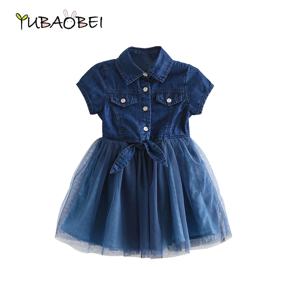 Baby Girls Denim Short sleeved Dress 2020 Summer Autumn New Children's