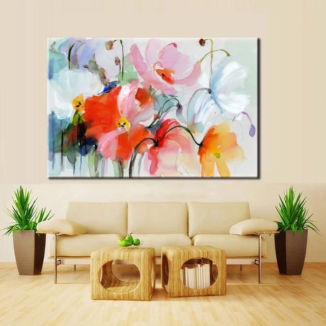 Beautiful Flowers Watercolor Paintings Printed on Canvas 3