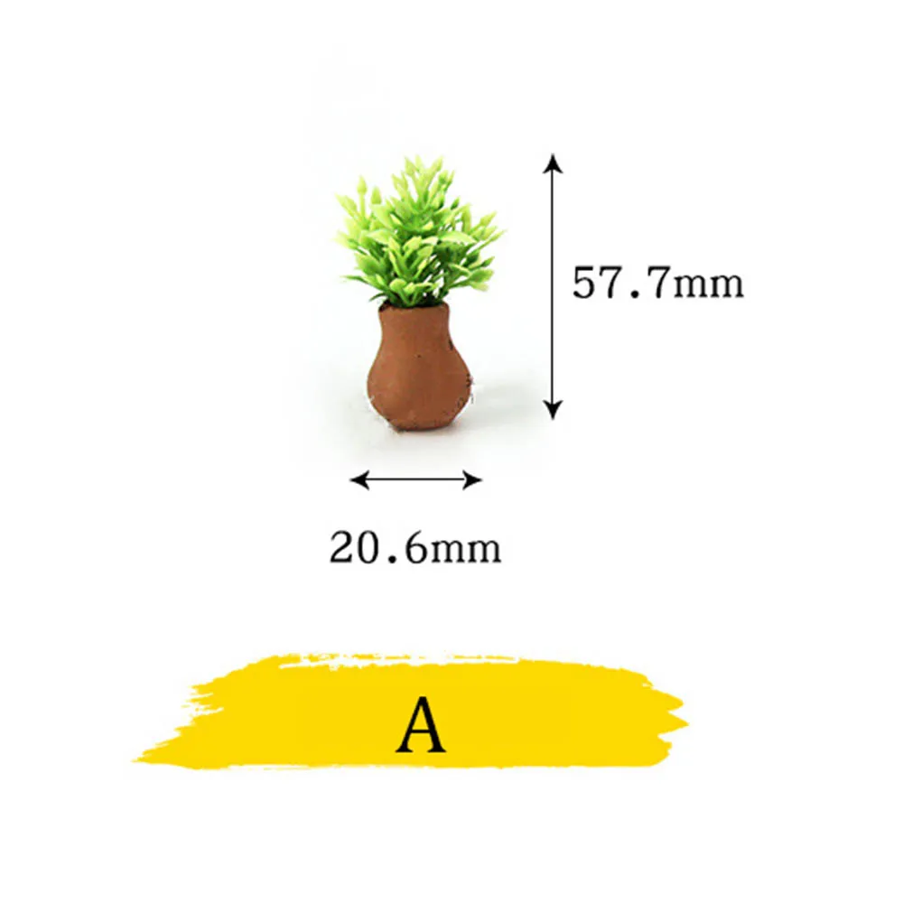 1/12 кукольный домик Миниатюрные аксессуары маленькое растение в горшке Моделирование Цветок модель игрушка украшение для кукольного домика - Цвет: A