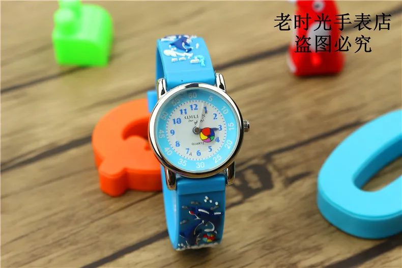 Новое поступление Детские прекрасный дизайн животных циферблат 3D мультфильм Силиконовые часы Высокое качество Дети Япония движение